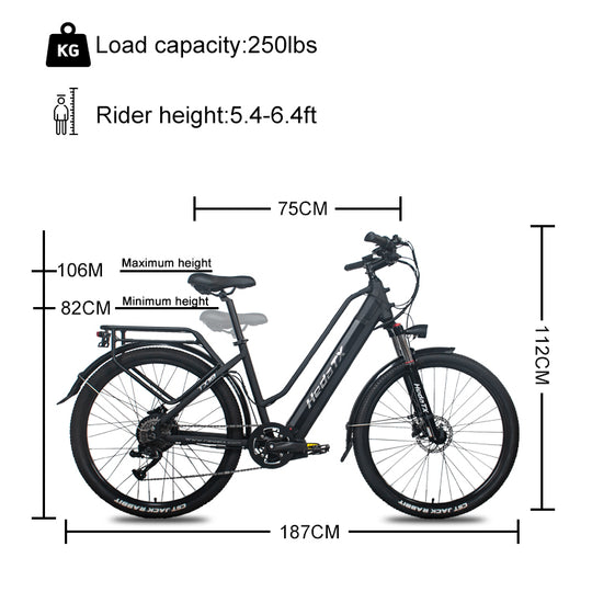 HedaTX TX10 9-speed 500w 48v 15.6Ah 27.5'' city ebike